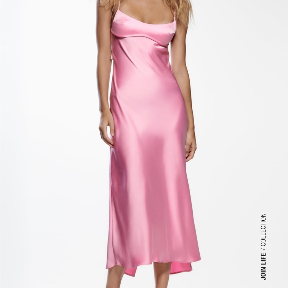 Zara Pink Slip Dress M - Viral sold out dress